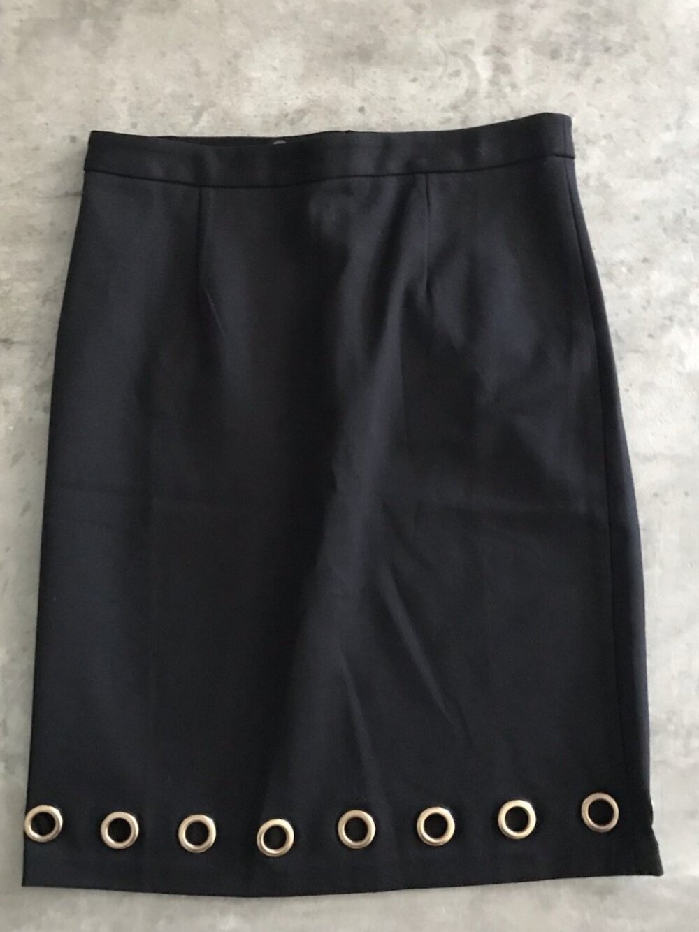 Catherine Malandrino Skirt Womens 8 Pencil Black Gold Grommets Edgy Corp Career